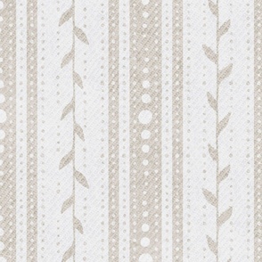 Delicate French Ticking with Woven Texture - pale taupe tan