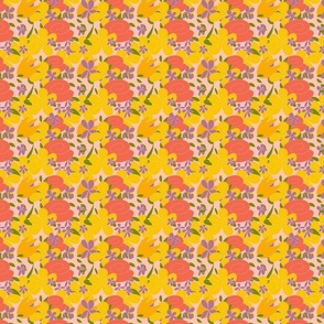 Peach and Yellow Vertical Floral Pattern