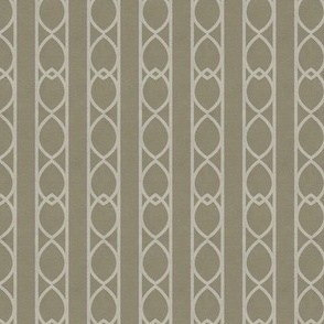 Muted Light olive Interlacing Ogee Wallpaper - Vertical Stripe