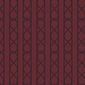 Burgundy Interlacing Ogee Wallpaper - Vertical Stripe