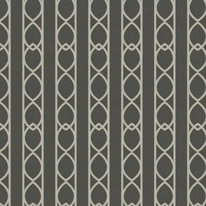 Dark & light grey Interlacing Ogee Wallpaper - Vertical Stripe