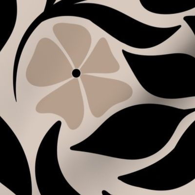 Minimal retro floral- black and beige