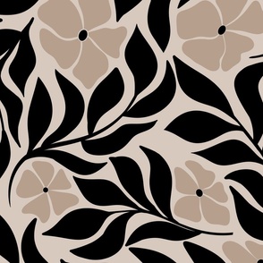 Minimal retro floral- black and beige