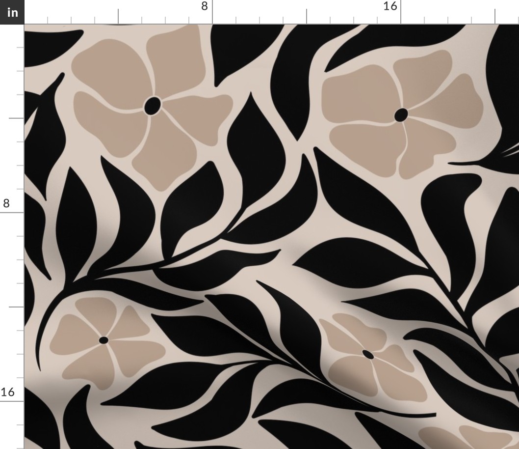 Minimal retro floral- black and beige