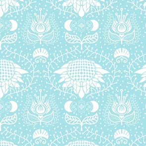 Victorian damask - turquoise blue