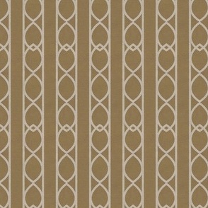 Gold & greige Interlacing Ogee Wallpaper - Vertical Stripe