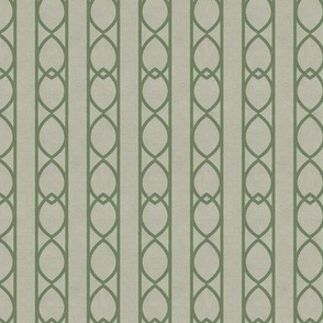 Greige & light green Interlacing Ogee Wallpaper - Vertical Stripe