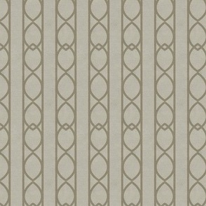 Olive Gold & beige Interlacing Ogee Wallpaper - Vertical Stripe