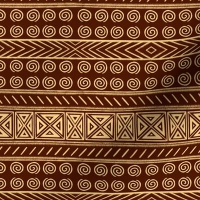 African motifs warm brown yellow