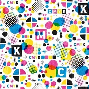 M / CMYK halftone dots and print marks