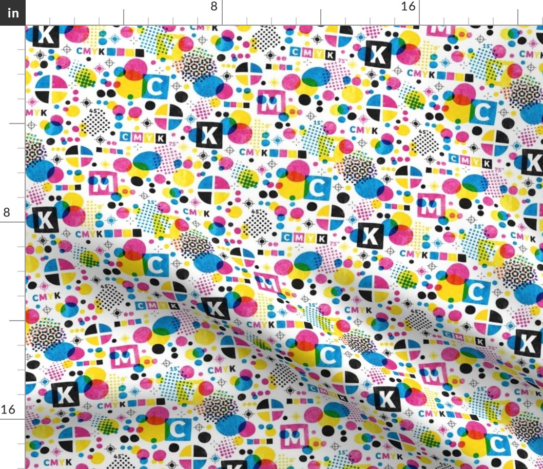 M / CMYK halftone dots and print marks