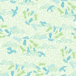 Boho Beach Fishies Green Mint by Jac Slade