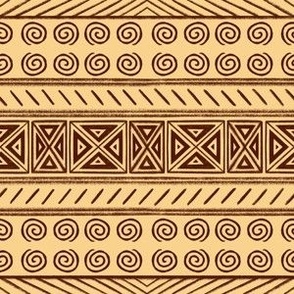 African motifs - warm yellow brown