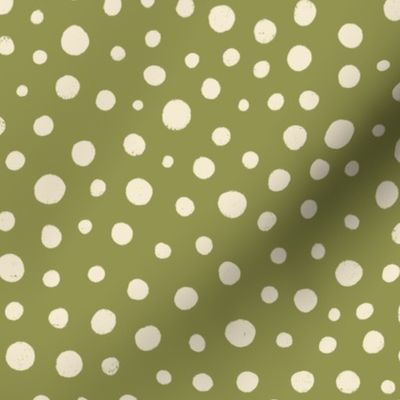 Green and cream organic dots medium