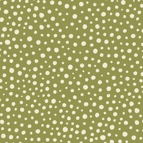 Green and cream organic dots medium