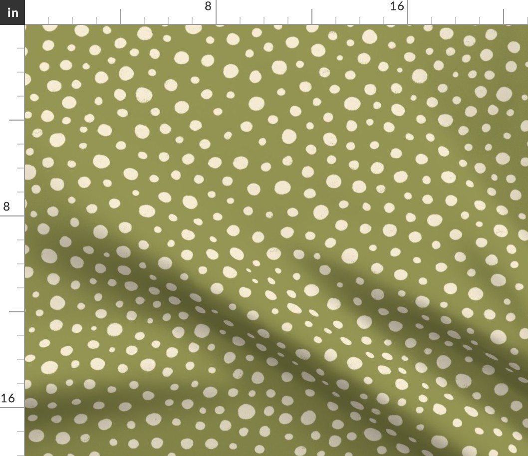 Green and cream organic dots medium