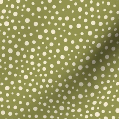 Green and cream organic dots small