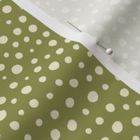 Green and cream organic dots small