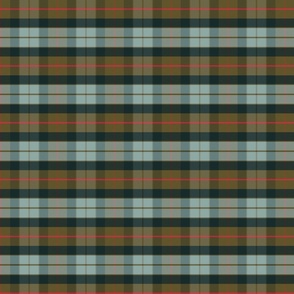 Traditional tartan plaid in green, navy blue, light blue, with red accent 