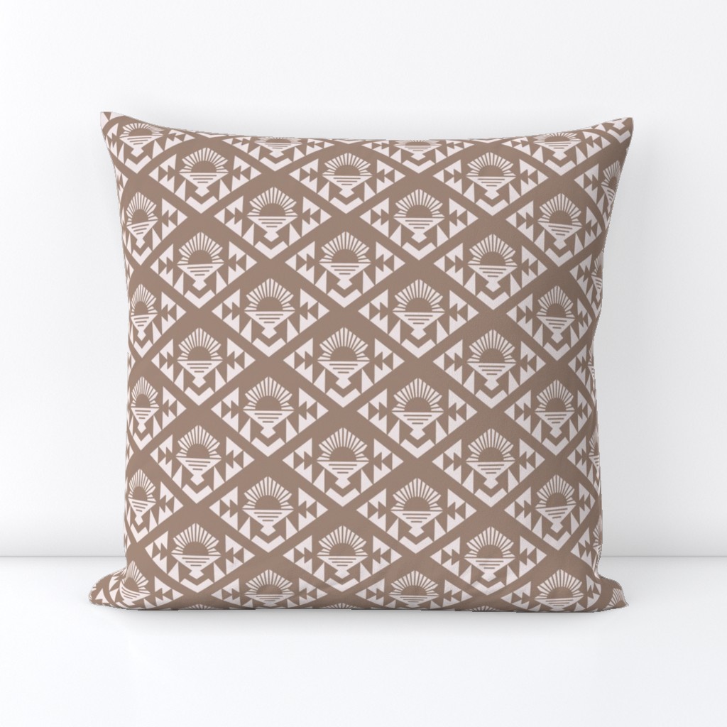 Geometric aztec sunshine - boho design plaid coffee brown on ivory 