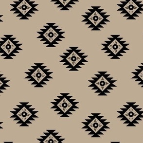 Minimalist desert aztec design - traditional geometric ikat design little geometric squares and sun beige on sand