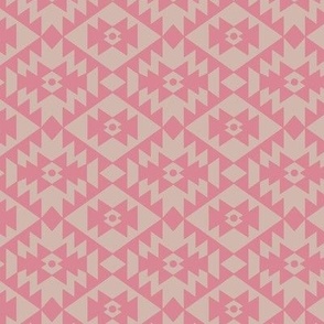 Abstract geometric kelim plaid design - moroccan traditional cloth pattern pink on beige 