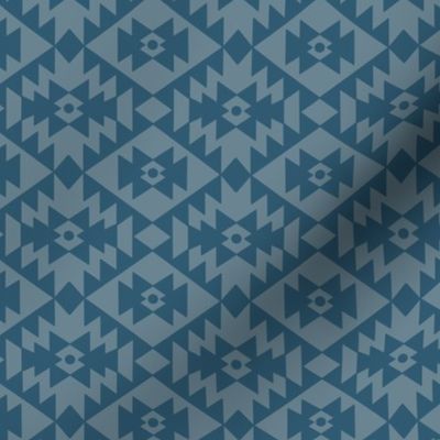 Abstract geometric kelim plaid design - moroccan traditional cloth pattern moody blue 