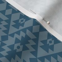 Abstract geometric kelim plaid design - moroccan traditional cloth pattern moody blue 