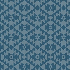 Abstract geometric kelim plaid design - moroccan traditional cloth pattern moody blue 