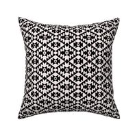 Abstract geometric kelim plaid design - moroccan traditional cloth pattern black on ivory 