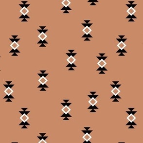 Aztec details - minimalist geometric triangles and squares on terracotta