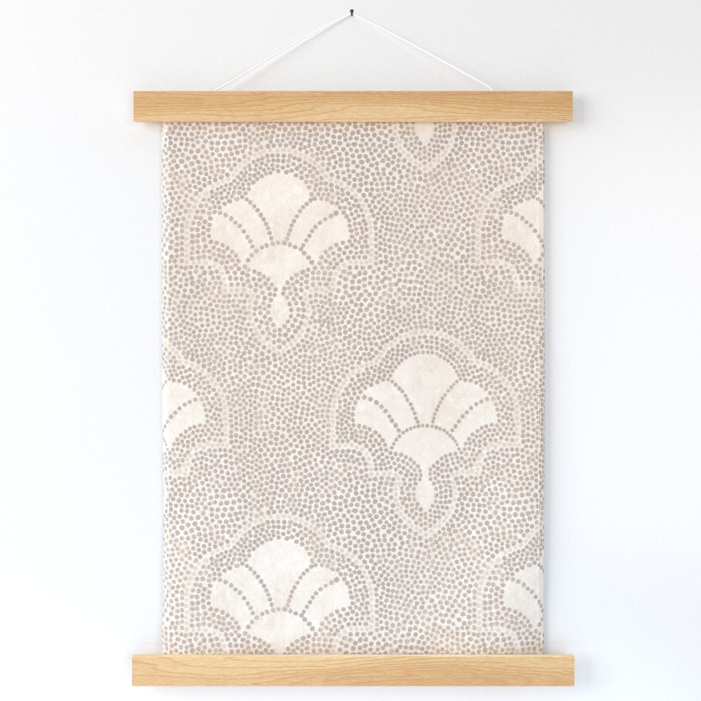 Warm minimal fans with dotted texture - stone - earthy taupe, warm neutral - large