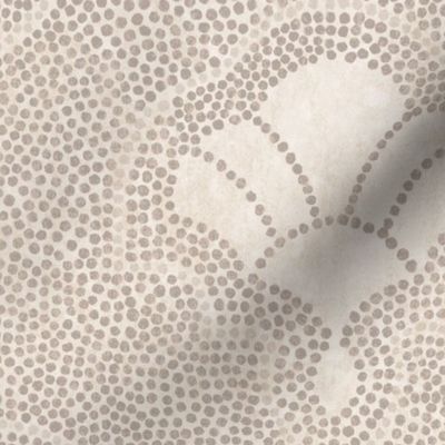 Warm minimal fans with dotted texture - stone - earthy taupe, warm neutral - large