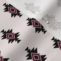 Geometric mexican abstract aztec diamond design black pink