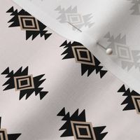 Geometric mexican abstract aztec diamond design black caramel on ivory