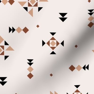 Geometric ikat plaid design - little aztec and kelim inspired details abstract native design rust caramel on ivory