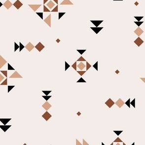 Geometric ikat plaid design - little aztec and kelim inspired details abstract native design rust caramel on ivory
