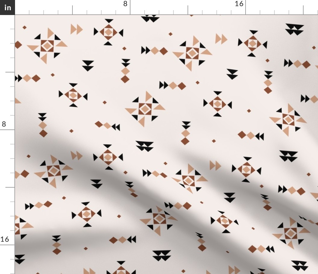 Geometric ikat plaid design - little aztec and kelim inspired details abstract native design rust caramel on ivory