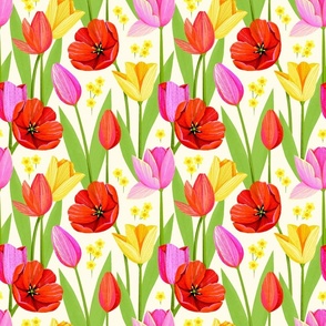 Spring Tulips-Ivory