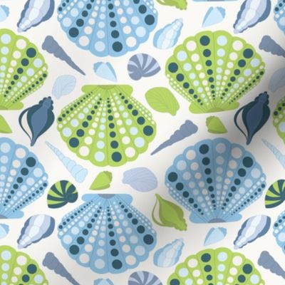 Preppy Seashells in Blue and Green