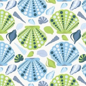 Mod Seashells in Blue and Green