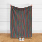 Waving vertical stripes with intricate decorations on dark terracotta