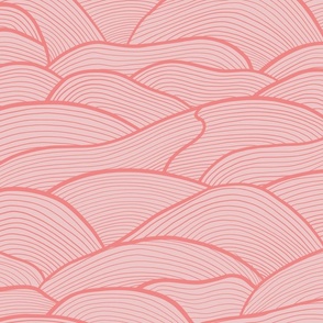 minimal calming beachy sand dunes, abstract geometric waves in warm pink