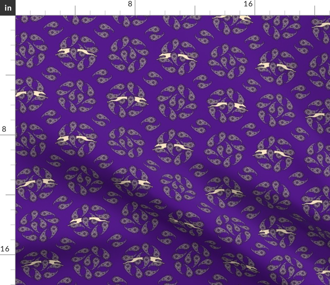 Paisley Circle Greyhound  buff purple © 2012 by Jane Walker