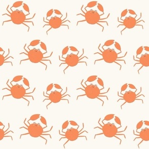 Coastal Crab Crawl: Whimsical Hand-Drawn Repeat Pattern on Cream Eggshell Background SMALL SCALE