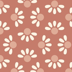 Delicate daisies on a pink clay color background