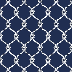 Nautical Netting on Navy Blue  Background, Medium  Scale Design