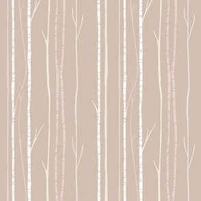 Quiet Birches in Soft Brown