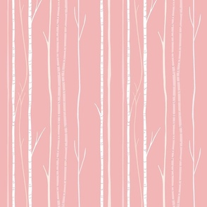 Quiet Birches in Rosy Pink