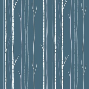 Quiet Birches in Deep Teal